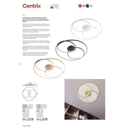 Redo 01-2975 - LED Stropní svítidlo CENTRIX LED/92W/230V černá