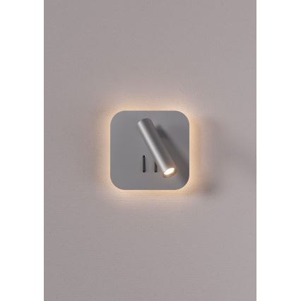 Redo 01-2978 - LED Nástěnné svítidlo QUDA LED/6W/230V + LED/3W 3000K CRI 90 USB matný chrom