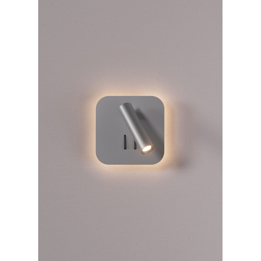 Redo 01-2978 - LED Nástěnné svítidlo QUDA LED/6W/230V + LED/3W 3000K CRI 90 USB matný chrom