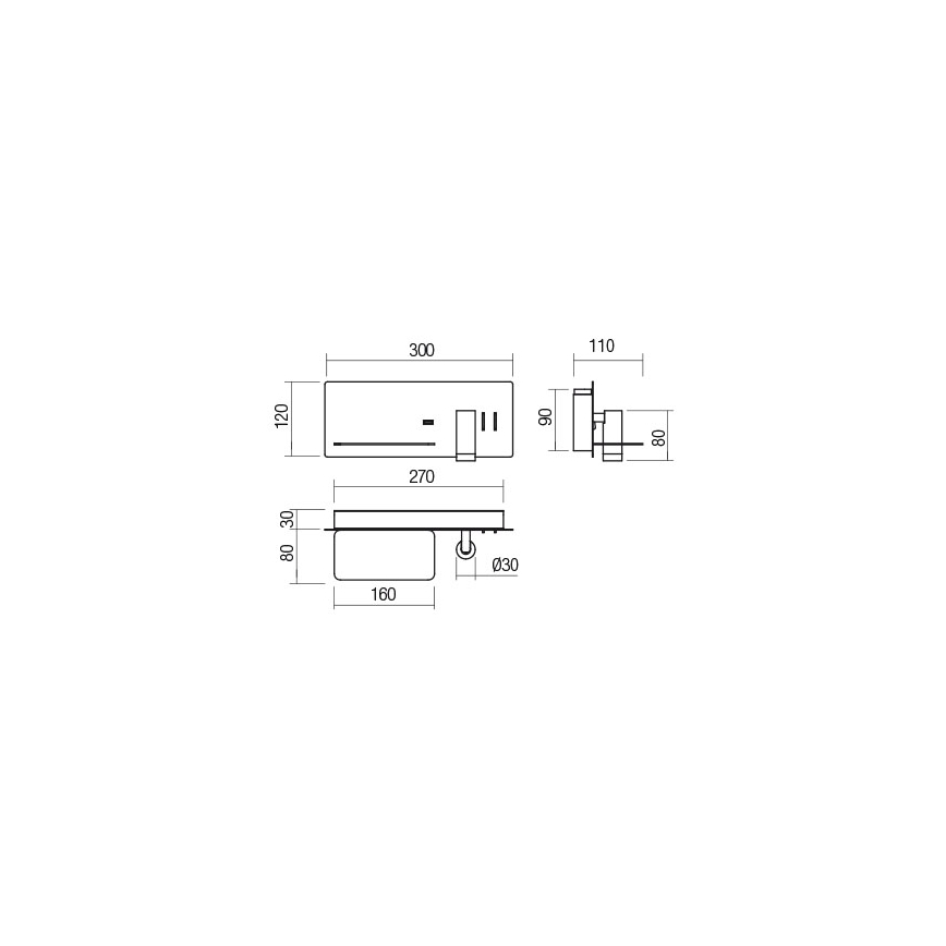 Redo 01-2985 - LED Nástěnné bodové svítidlo BROOK LED/8W/230V + LED/3W USB CRI 90 černá levá