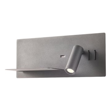 Redo 01-2985 - LED Nástěnné bodové svítidlo BROOK LED/8W/230V + LED/3W USB CRI 90 černá levá