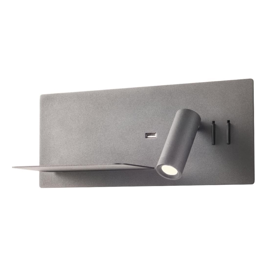 Redo 01-2985 - LED Nástěnné bodové svítidlo BROOK LED/8W/230V + LED/3W USB CRI 90 černá levá