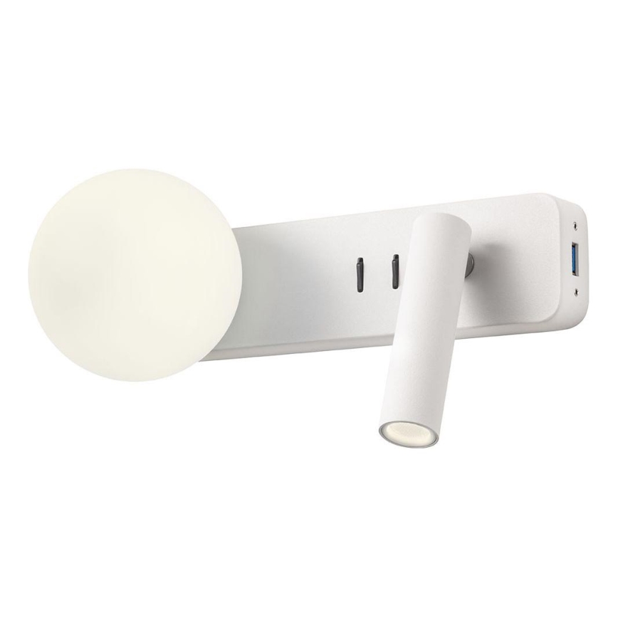 Redo 01-2991 - LED Nástěnné svítidlo OASIS LED/3W/230V + 1xG9/10W USB CRI 90 bílá
