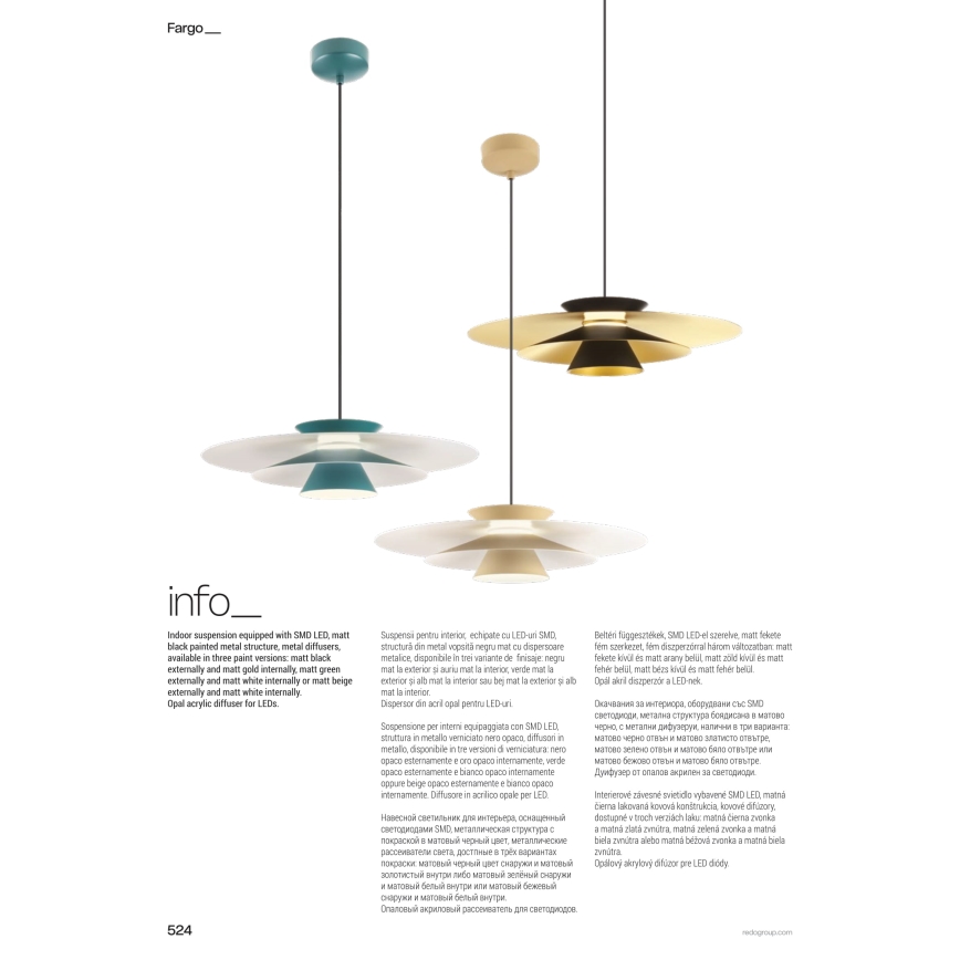 Redo 01-3001 - LED Lustr na lanku FARGO LED/16,5W/230V CRI 90 pr. 50 cm černá/zlatá