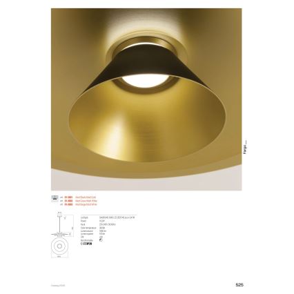 Redo 01-3001 - LED Lustr na lanku FARGO LED/16,5W/230V CRI 90 pr. 50 cm černá/zlatá