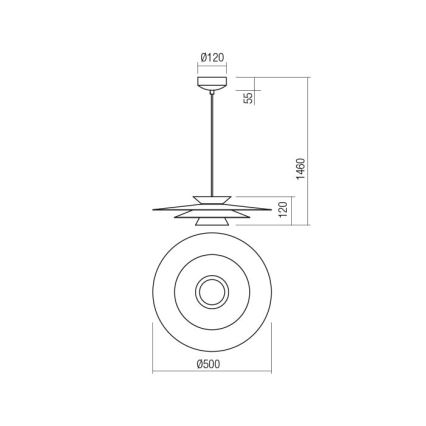 Redo 01-3001 - LED Lustr na lanku FARGO LED/16,5W/230V CRI 90 pr. 50 cm černá/zlatá