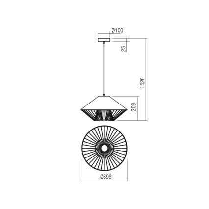 Redo 01-3005 - Lustr na lanku GRILL 1xE27/42W/230V pr. 39,6 cm černá/hnědá