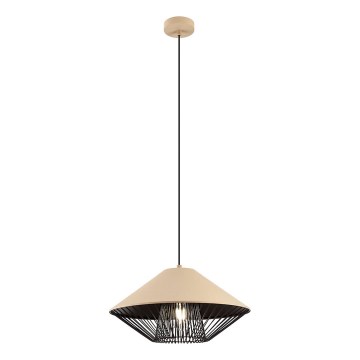 Redo 01-3007 - Lustr na lanku GRILL 1xE27/42W/230V pr. 39,6 cm černá/béžová