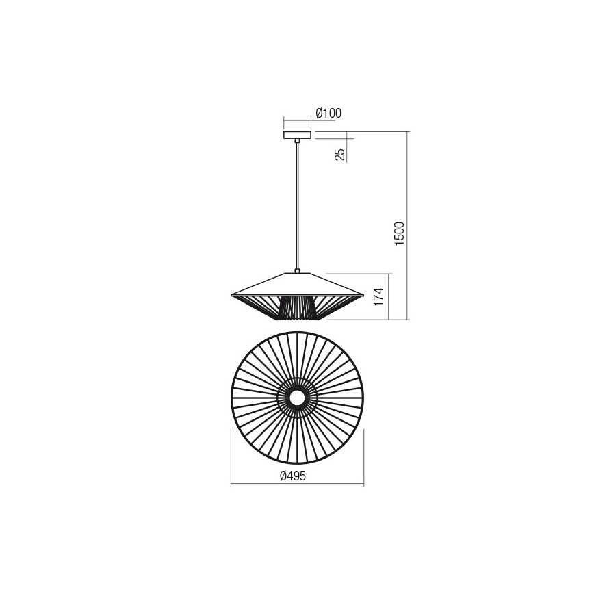 Redo 01-3008 - Lustr na lanku GRILL 1xE27/42W/230V pr. 49,5 cm černá/bílá