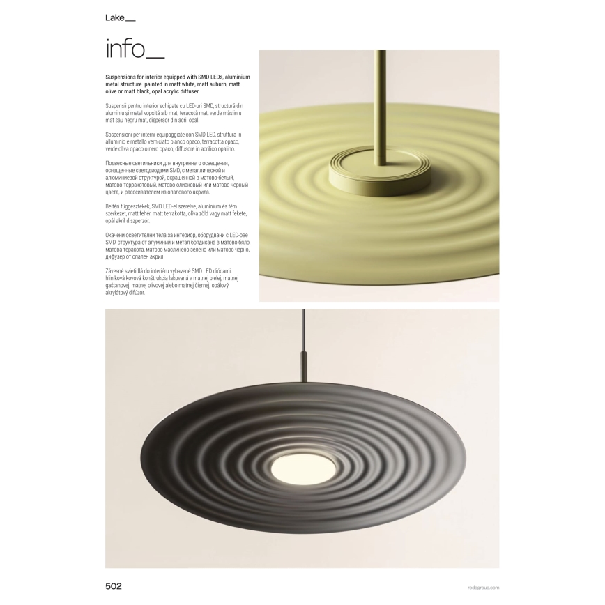 Redo 01-3044 - LED Lustr na lanku LAKE LED/13W/230V CRI 90 pr. 50 cm bílá