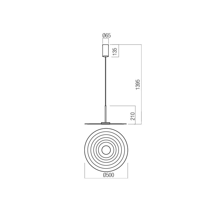 Redo 01-3047 - LED Lustr na lanku LAKE LED/13W/230V CRI 90 pr. 50 cm černá