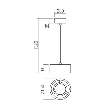 Redo 01-3100 - LED lustr na lanku PUNKT LED/6W/230V pr. 15 cm mosaz