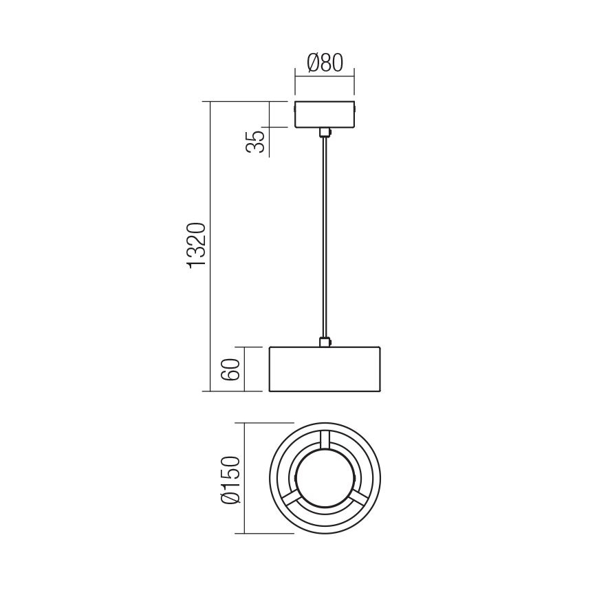 Redo 01-3101 - LED Lustr na lanku PUNKT LED/6W/230V pr. 15 cm černá