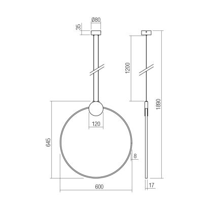 Redo 01-3107 - LED Lustr na lanku ATOM LED/20W/230V pr. 60 cm