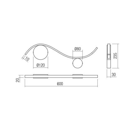 Redo 01-3109 - LED Nástěnné svítidlo WAVE LED/9W/230V mosaz