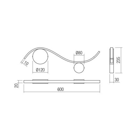 Redo 01-3110 - LED Nástěnné svítidlo WAVE LED/9W/230V černá