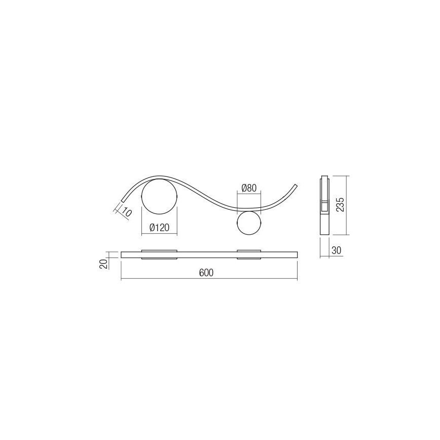 Redo 01-3110 - LED Nástěnné svítidlo WAVE LED/9W/230V černá