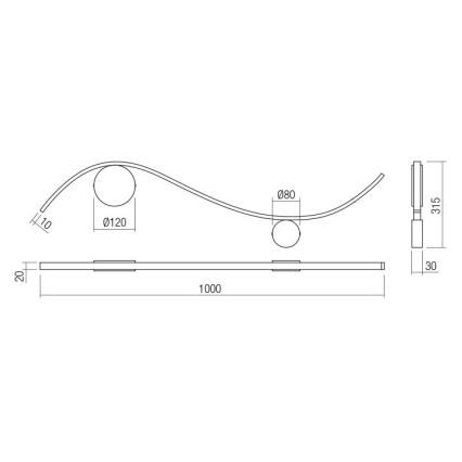 Redo 01-3112 - LED Nástěnné svítidlo WAVE LED/11W/230V mosaz