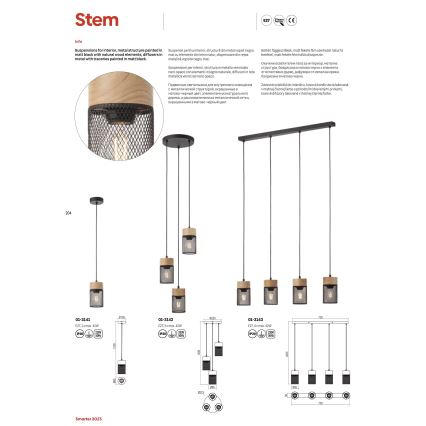 Redo 01-3143 - Lustr na lanku STEM 4xE27/42W/230V