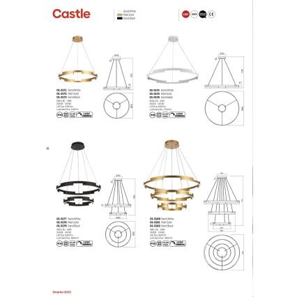 Redo 01-3172 - LED Stmívatelný lustr na lanku CASTLE LED/36W/230V zlatá