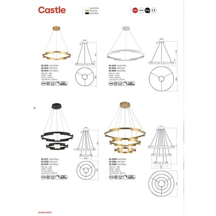 Redo 01-3173 - LED Stmívatelný lustr na lanku CASTLE LED/36W/230V černá