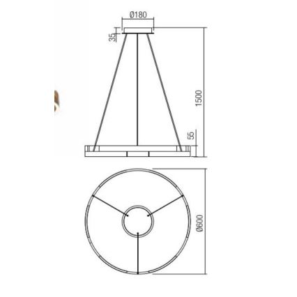 Redo 01-3173 - LED Stmívatelný lustr na lanku CASTLE LED/36W/230V černá