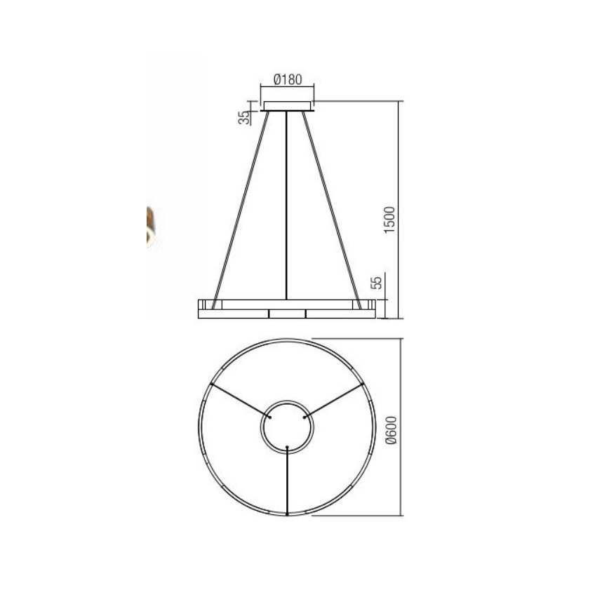 Redo 01-3173 - LED Stmívatelný lustr na lanku CASTLE LED/36W/230V černá