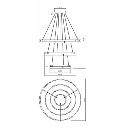 Redo 01-3181 - LED Stmívatelný lustr na lanku CASTLE LED/80W/230V zlatá