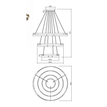 Redo 01-3182 - LED Stmívatelný lustr na lanku CASTLE LED/80W/230V černá