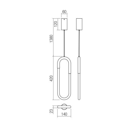 Redo 01-3184 - LED Stmívatelný lustr na lanku LATIUM LED/9W/230V černá