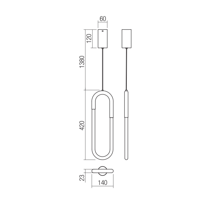 Redo 01-3184 - LED Stmívatelný lustr na lanku LATIUM LED/9W/230V černá