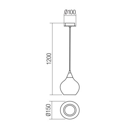 Redo 01-3190 - Lustr na lanku TANNER 1xE14/28W/230V pr. 15 cm