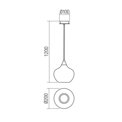 Redo 01-3191 - Lustr na lanku TANNER 1xE14/28W/230V pr. 20 cm