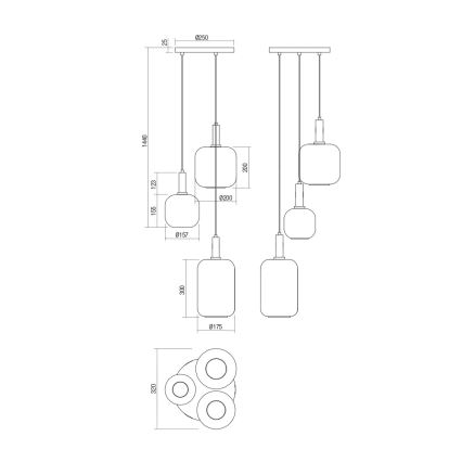 Redo 01-3198 - Lustr na lanku BRINA 3xE27/23W/230V