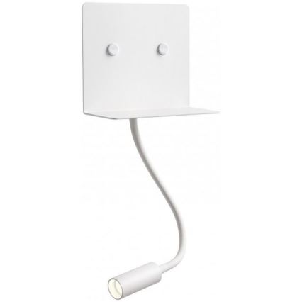 Redo 01-3210 - LED Nástěnné svítidlo s flexibilní lampičkou MOKA LED/6W + LED/3W/230V USB CRI90 bílá