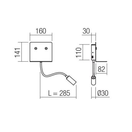 Redo 01-3211 - LED Nástěnné svítidlo s flexibilní lampičkou MOKA LED/6W + LED/3W/230V USB CRI90 černá