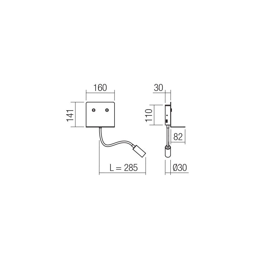 Redo 01-3211 - LED Nástěnné svítidlo s flexibilní lampičkou MOKA LED/6W + LED/3W/230V USB CRI90 černá