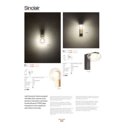 Redo 01-3242 - LED Nástěnné svítidlo SINCLAIR LED/6,5W/230V CRI 93 IP21 černá