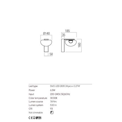 Redo 01-3242 - LED Nástěnné svítidlo SINCLAIR LED/6,5W/230V CRI 93 IP21 černá