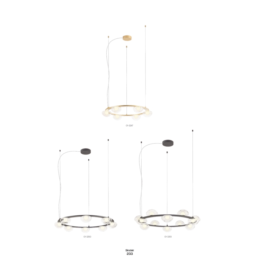 Redo 01-3248- LED Stmívatelný lustr na lanku SINCLAIR LED/37,2W/230V CRI 93 IP21 černá