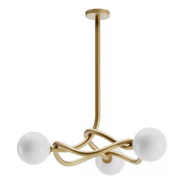 Redo 01-3256 - Lustr na tyči CONFUSIO 3xE14/28W/230V pr. 76 cm zlatá