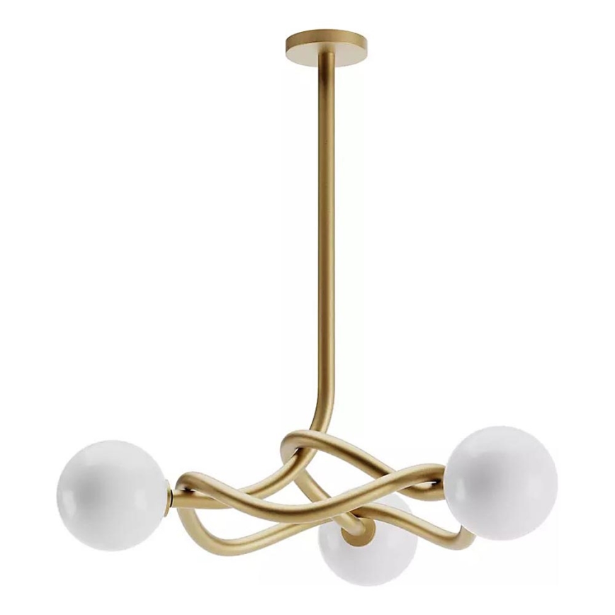 Redo 01-3256 - Lustr na tyči CONFUSIO 3xE14/28W/230V pr. 76 cm zlatá