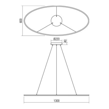 Redo 01-3341 - LED Stmívatelný lustr na lanku LEO LED/67W/230V 3000/4000K CRI 90 bronzová