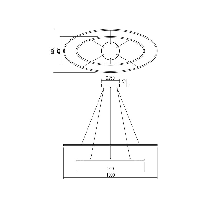 Redo 01-3342 - LED Stmívatelný lustr na lanku LEO LED/115W/230V 3000/4000K CRI 90 bílá