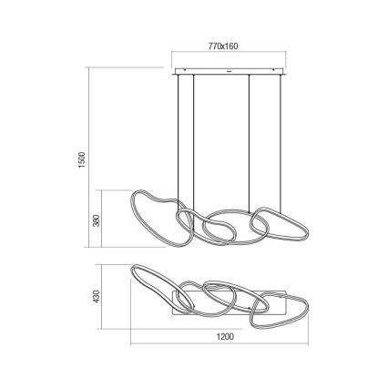Redo 01-3390 - LED Stmívatelný lustr na lanku BIAS LED/90W/230V 3000/4500/6500K CRI 90 černá