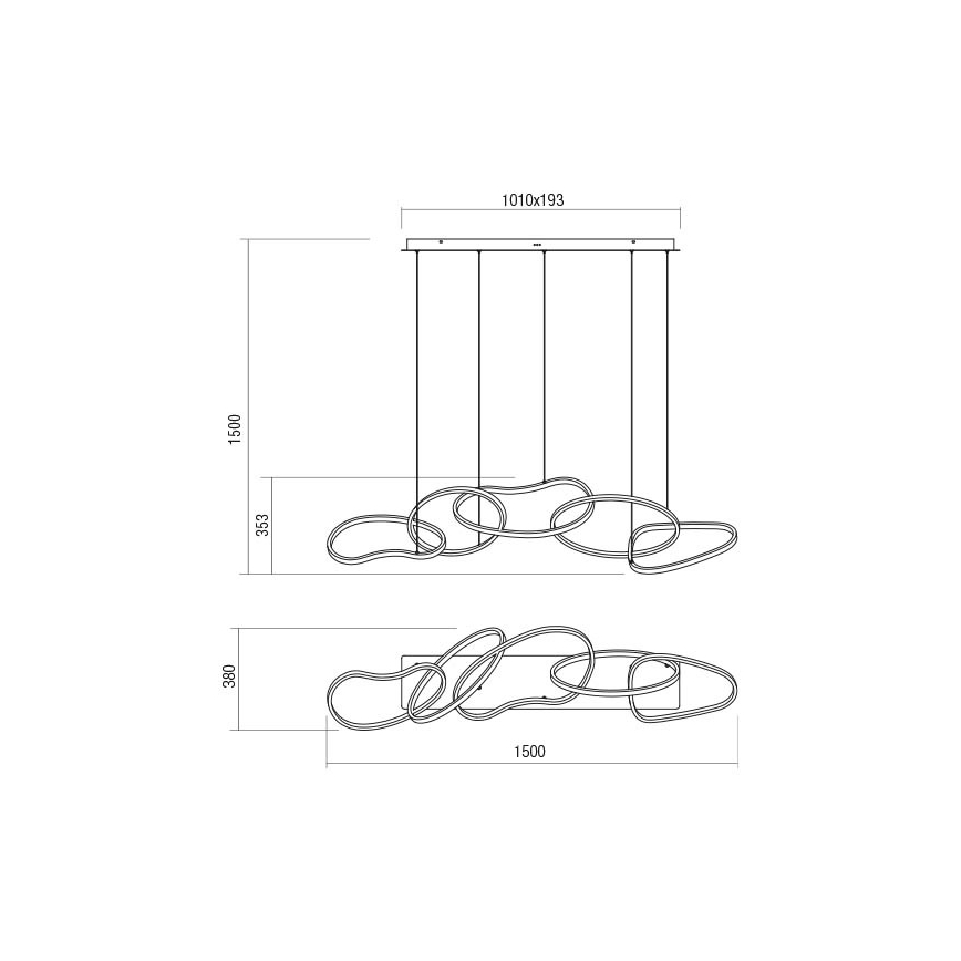 Redo 01-3393 - LED Stmívatelný lustr na lanku BIAS LED/120W/230V 3000/4500/6500K CRI 90 černá