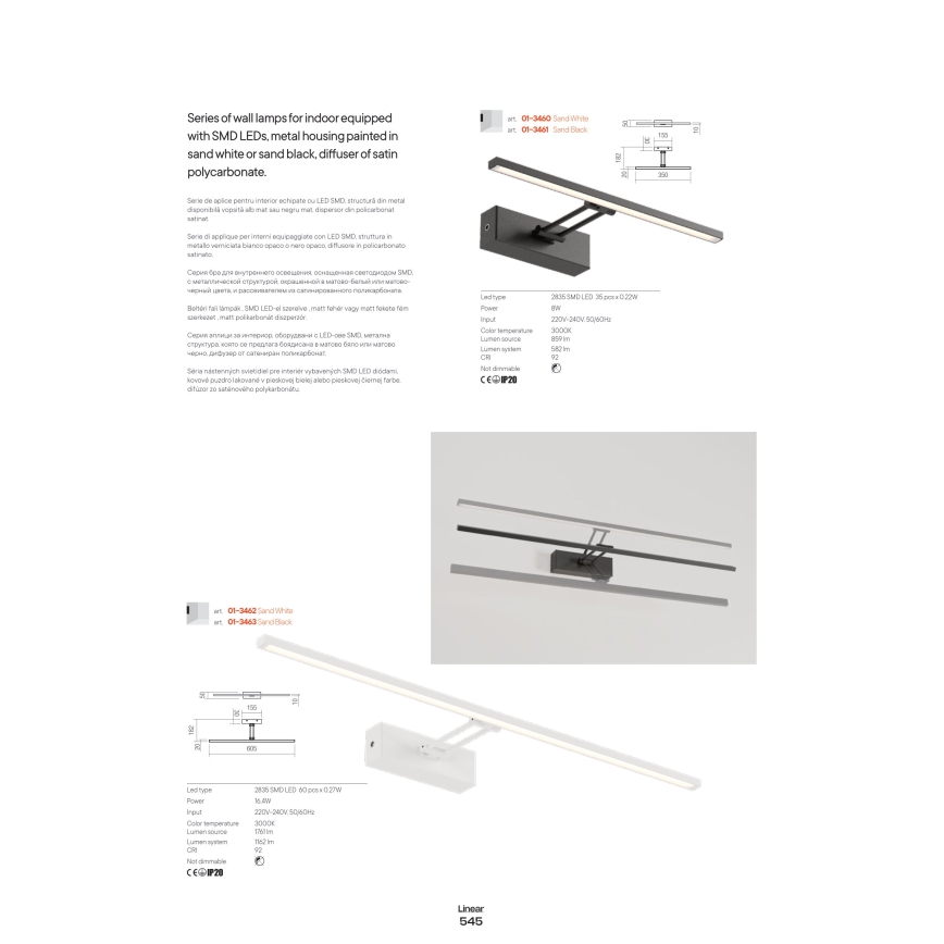 Redo 01-3463 - LED Obrazové svítidlo LINEAR LED/8W/230V 60,5 cm CRI 92 černá