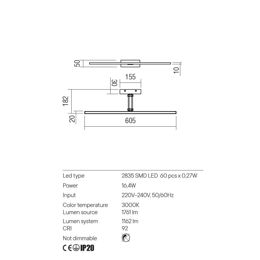 Redo 01-3463 - LED Obrazové svítidlo LINEAR LED/8W/230V 60,5 cm CRI 92 černá