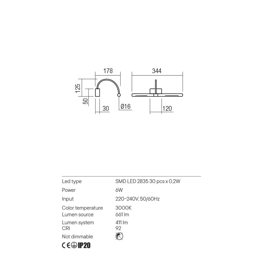 Redo 01-3465 - LED Obrazové svítidlo KENDO LED/6W/230V 34,4 cm CRI 92 černá