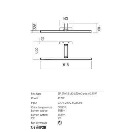 Redo 01-3470 - LED Obrazové svítidlo IKON LED/16,4W/230V 61,5 cm CRI 92 bílá